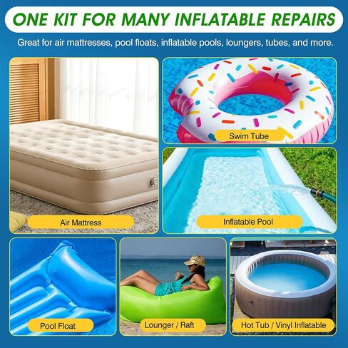 GleamGlee Air Mattress Patch Kit, Heavy Duty Waterproof Vinyl PVC Inflatable Repair Kit for Air Bed, Pool Float, Pool Liner, Hot Tub, Bounce House, Boat, Raft and Kayak - 80ML in Kuwait