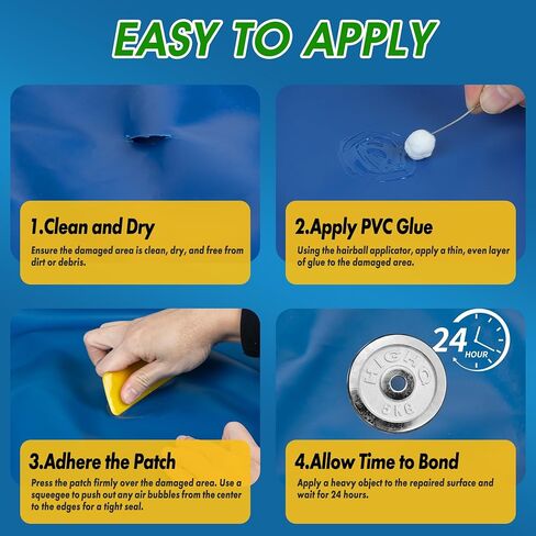 GleamGlee Air Mattress Patch Kit, Heavy Duty Waterproof Vinyl PVC Inflatable Repair Kit for Air Bed, Pool Float, Pool Liner, Hot Tub, Bounce House, Boat, Raft and Kayak - 80ML in Kuwait