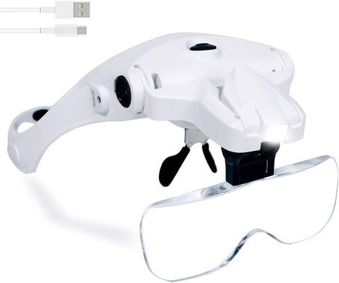 Hands Free Head Magnifying Glasses, Magnifier with Light, 1X, 2X, 3X, 5X, 6X, 8X, Ideal for Jewelry, Eyelash Extensions, Soldering, Craft, Cross Stitch in Saudi Arabia