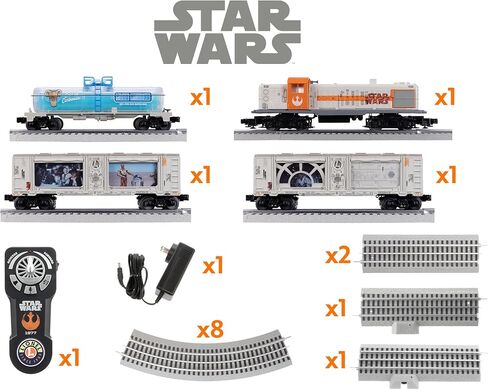مجموعة القطارات الكهربائية ليونيل ديزني ستار وورز ريبيل RS-3 LionChief O Gauge مع بلوتوث 5.0 وجهاز التحكم عن بعد وسيارات الشحن وFasTrack - أضواء وأصوات جاهزة للتشغيل، مجموعة قطارات نموذجية، للأعمار من 14 عامًا فما فوق in Kuwait
