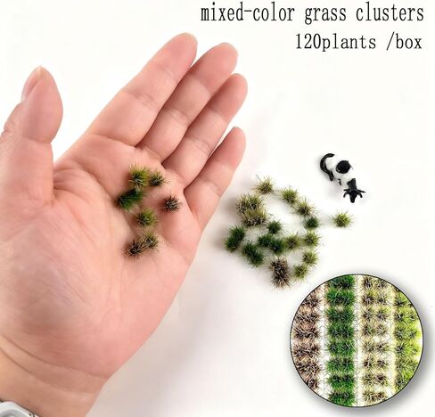 120-Piece Mixed Color Grass Clusters - for Model Train Railway Track Diorama Car Scene Miniature Scenery Plants in Kuwait