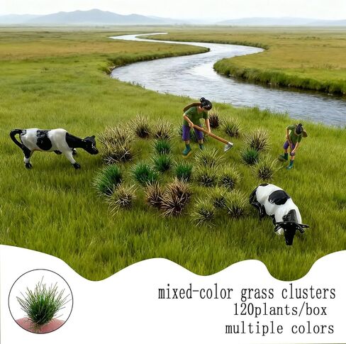 120-Piece Mixed Color Grass Clusters - for Model Train Railway Track Diorama Car Scene Miniature Scenery Plants in Kuwait