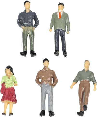 25 Pieces Mixed Painted Model People Figures 1:50 Scale, 36mm Height Plastic Passengers for Railway Parked Street Scenes, Sand Table Model Making and Landscape Decoration, Random Colors in Kuwait