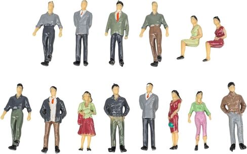 25 Pieces Mixed Painted Model People Figures 1:50 Scale, 36mm Height Plastic Passengers for Railway Parked Street Scenes, Sand Table Model Making and Landscape Decoration, Random Colors in Kuwait