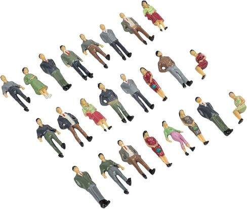 25 Pieces Mixed Painted Model People Figures 1:50 Scale, 36mm Height Plastic Passengers for Railway Parked Street Scenes, Sand Table Model Making and Landscape Decoration, Random Colors in Kuwait