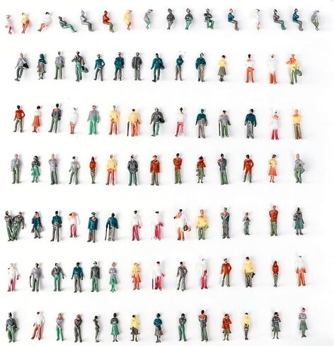 VICDUEKG 100 Pcs 1: 100 Scale Painted Miniature People Standing and Sitting Mini People Figures Tiny Model Train People Figurines for Architectural Project Dollhouse in Kuwait