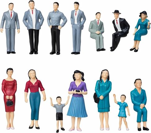 Sibba 14 Pcs Painted Figures, 1: 25 Scale Painted Model People Figurines Seated and Standing, Little People Toys Tiny Model for Diorama, Train Layouts, Architecture Models in Kuwait
