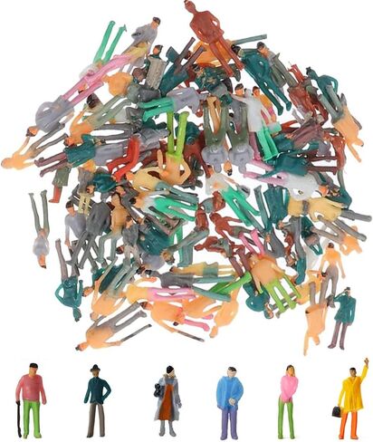 VICDUEKG 100 Pcs Mini People Figurines HO Scale 1:75 Sitting and Standing Miniature People Painted Plastic Figurines Architectural Dollhouse Tiny Model Train People Figures for Miniature Scenes in Kuwait