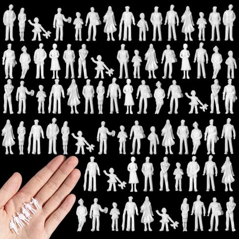 Namalu 200 Pcs 0.98 Inch 1: 75 Scale Mini People Figurines White Unpainted Standing & Sitting Miniature People for Tiny Model Diorama, Architectural Projects, Train Scenes in Kuwait