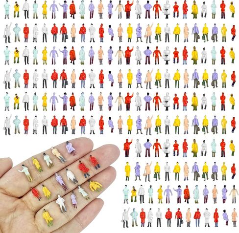 XIPEGPA 200PCS Mini People Figurines for Diorama People and Mini Trains Architectural Scale Painted Figures Plastic Small Dollhouse 1：150 Train Layout School Project Make Miniature Dollhouse in Kuwait