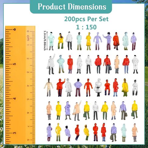 XIPEGPA 200PCS Mini People Figurines for Diorama People and Mini Trains Architectural Scale Painted Figures Plastic Small Dollhouse 1：150 Train Layout School Project Make Miniature Dollhouse in Kuwait