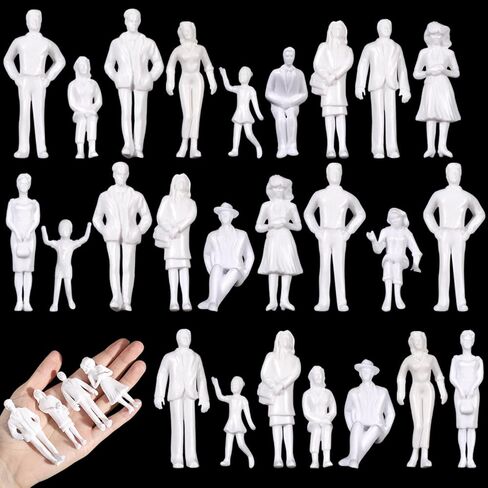 Namalu 200 Pcs 0.98 Inch 1: 75 Scale Mini People Figurines White Unpainted Standing & Sitting Miniature People for Tiny Model Diorama, Architectural Projects, Train Scenes in Saudi Arabia