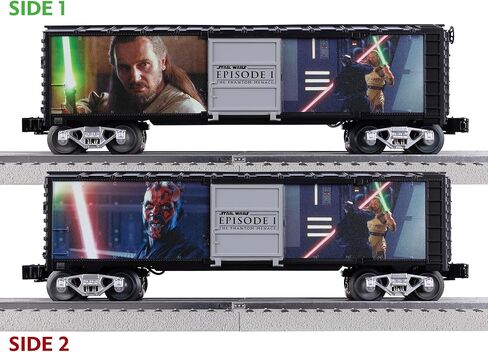 ليونيل حرب النجوم دارث مول VS. سيارة Qui-Gon Jin Lightsaber Series O Gauge Boxcar - نموذج سيارة قطار مضيئة مع شاحنات مصبوبة وقارنات تشغيل، للأعمار من 14 عامًا فما فوق in Kuwait