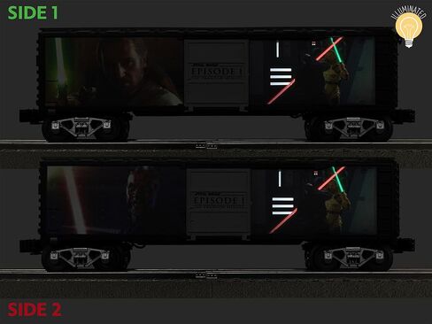 ليونيل حرب النجوم دارث مول VS. سيارة Qui-Gon Jin Lightsaber Series O Gauge Boxcar - نموذج سيارة قطار مضيئة مع شاحنات مصبوبة وقارنات تشغيل، للأعمار من 14 عامًا فما فوق in Kuwait