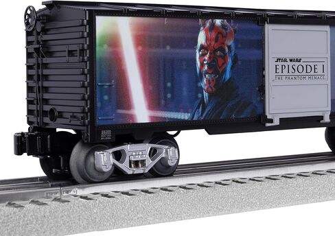ليونيل حرب النجوم دارث مول VS. سيارة Qui-Gon Jin Lightsaber Series O Gauge Boxcar - نموذج سيارة قطار مضيئة مع شاحنات مصبوبة وقارنات تشغيل، للأعمار من 14 عامًا فما فوق in Kuwait