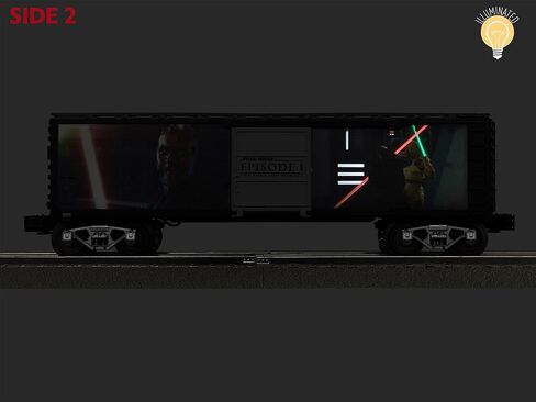 ليونيل حرب النجوم دارث مول VS. سيارة Qui-Gon Jin Lightsaber Series O Gauge Boxcar - نموذج سيارة قطار مضيئة مع شاحنات مصبوبة وقارنات تشغيل، للأعمار من 14 عامًا فما فوق in Kuwait