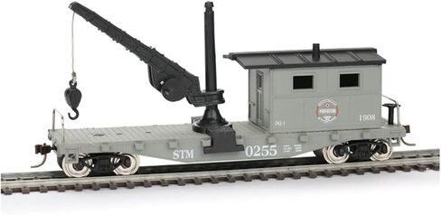 HO Scale 40' Work Caboose مع رافعة، رمادي وأسود، نموذج سيارة شحن قطار، 15.5 × 3.3 × 7.5 سم، عجلات معدنية وقارنات in Kuwait
