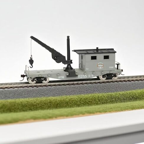HO Scale 40' Work Caboose مع رافعة، رمادي وأسود، نموذج سيارة شحن قطار، 15.5 × 3.3 × 7.5 سم، عجلات معدنية وقارنات in Kuwait