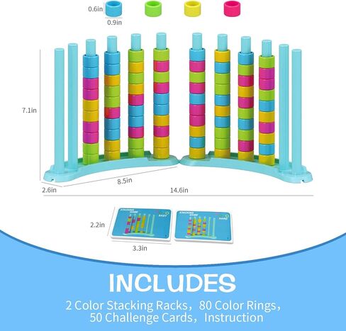 iuuoi Color Matching Challenge Game 2 Pack – Fast Pattern Color Sorting & Stacking Toys, Fun Family Board Game for Kids & Adults, 2 Player Birthday Gift for Boys & Girls, Sensory Toys for Autism in Kuwait