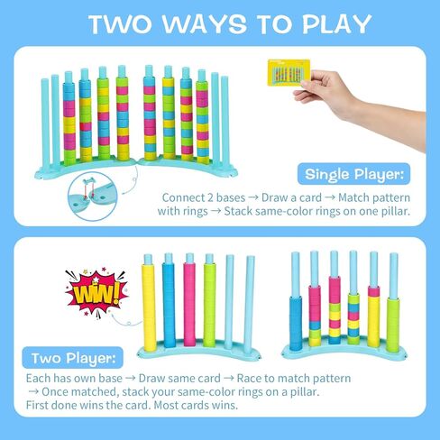 iuuoi Color Matching Challenge Game 2 Pack – Fast Pattern Color Sorting & Stacking Toys, Fun Family Board Game for Kids & Adults, 2 Player Birthday Gift for Boys & Girls, Sensory Toys for Autism in Kuwait