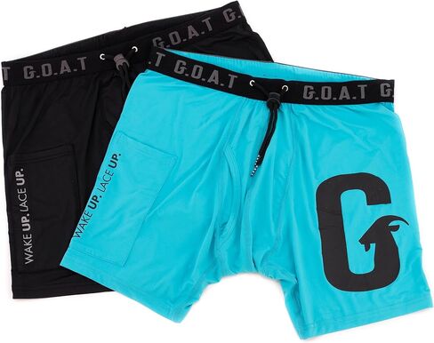 (عبوة من قطعتين) ملابس داخلية قصيرة للرجال من G.O.A.T سراويل داخلية مع حزام للخصر وجيب للهاتف الخلوي للتمارين الرياضية من الماعز in Saudi Arabia