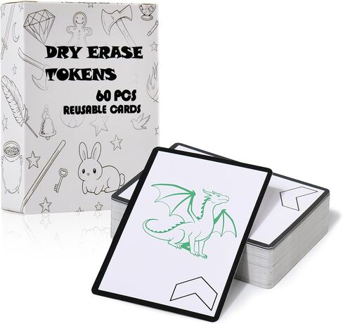 MTG Tokens Set of 60, Double-Sided Reusable Dry Erase Token Cards, Blank Infinitokens for MTG, DND and TCG, Proxy Card Games Accessories in Kuwait