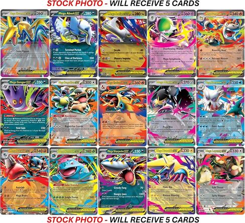 5 بوكيمون - مجموعة بطاقات Mega Evolution ex Ultra Rare - مجموعة متنوعة - لا توجد نسخ مكررة in Kuwait