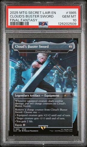 Graded 2025 Magic The Gathering Final Fantasy Cloud's Buster Sword #1865 Secret Lair Drop Card PSA 10 Gem Mint in Kuwait