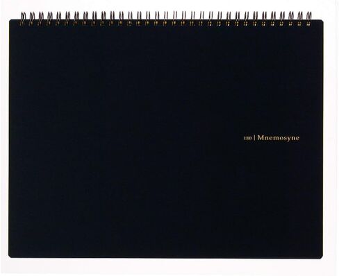 Maruman Mnemosyne Grid Notebook- Horizontal A4 Layout, 8.27" x 11.69", 70 Sheets / 140 Pages, 5mm Graph Paper Journal, Perforated Pages & Wire-Bound to Lay Flat, Black, Made in Japan in Kuwait