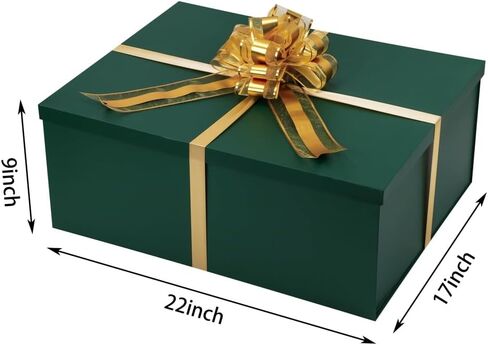 UoeRing Green Extra Large Gift Box 1Pcs 22x17x9 inch,luxury Gift Box with Lid for Presents Birthday Christmas Valentine's Day (Includes Pull Bows,Card,Envelope,Filler) in Kuwait