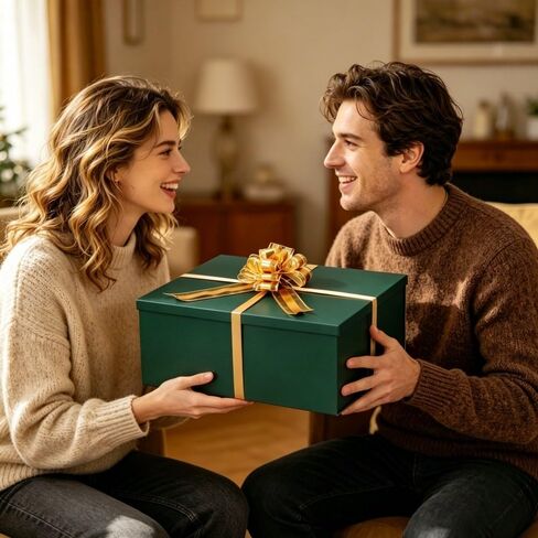 UoeRing Green Extra Large Gift Box 1Pcs 22x17x9 inch,luxury Gift Box with Lid for Presents Birthday Christmas Valentine's Day (Includes Pull Bows,Card,Envelope,Filler) in Kuwait