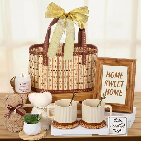 New House Warming Home Basket Gifts- 15 Pieces Housewarming Presents for Couple Women Men Home Apartment First, Closing Gifts for House Buyers Ideas Supplies in Kuwait