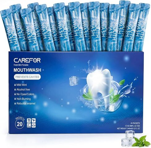 Mouthwash Travel Size, Portable Fresh Breath Mouthwash, Alcohol-Free, ICY Mint Flavor, Mini Pack – Go for On-The-Go Freshness, Bulk Packets 0.41 Fl Oz(Pack of 20) in Saudi Arabia