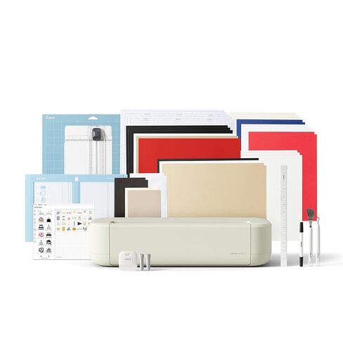 حزمة Cricut Explore® 5 Deluxe + محتوى رقمي، رمادي داكن - آلة قطع دقيقة - تعمل مع أكثر من 100 مادة - تصميم أنيق ومبسط - تتضمن لوازم لـ 100 مشروع + محتوى رقمي إضافي in Kuwait