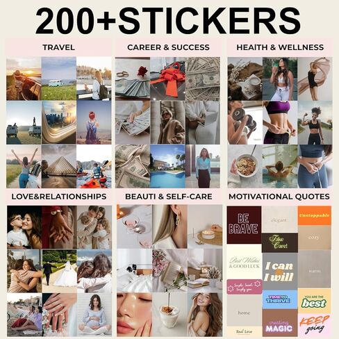 كتاب ملصقات لوحة الرؤية Biutcase 2026 - اقتباسات وصور تحفيزية لتحديد الأهداف والإظهار والنمو الذاتي | مجموعة إكسسوارات ومستلزمات التخطيط للنساء in Kuwait