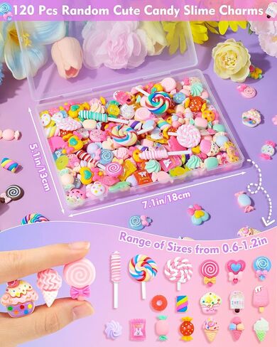 120 قطعة من FIVEIZERO حلوى الوحل اللطيفة، سحر الحلوى المزيفة من الراتنج المسطح Kawaii، سحر ديكودن عشوائي للحرف اليدوية، الزينة وحالات الهاتف غير المرغوب فيها، دبابيس الشعر، صناعة القصاصات والديكور بنفسك in Kuwait