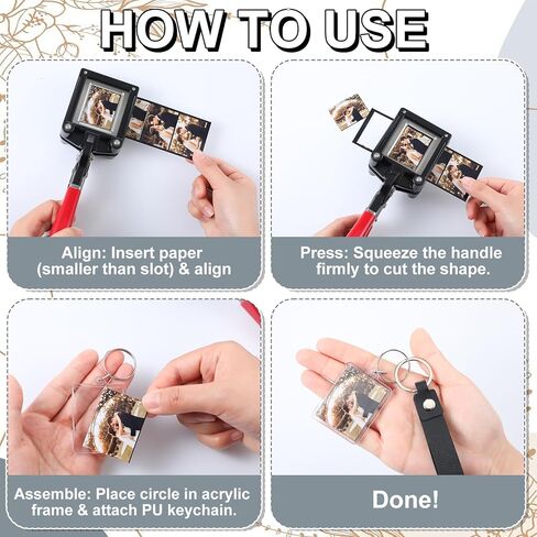 ForraFun 61 Pcs Handheld Keychain Making Kit with 1.38x1.77'' Square Cutter, 30 Acrylic Blank Keyring, 30 PU Leather Keychains, DIY Photo Insert Craft Supplies for Wedding Birthday Favors Party Gifts in Kuwait