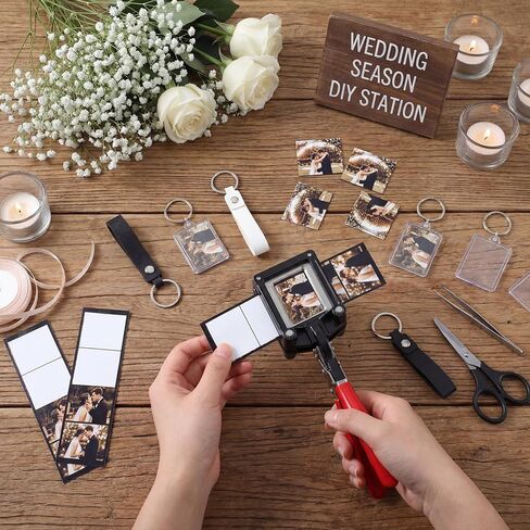 ForraFun 61 Pcs Handheld Keychain Making Kit with 1.38x1.77'' Square Cutter, 30 Acrylic Blank Keyring, 30 PU Leather Keychains, DIY Photo Insert Craft Supplies for Wedding Birthday Favors Party Gifts in Kuwait