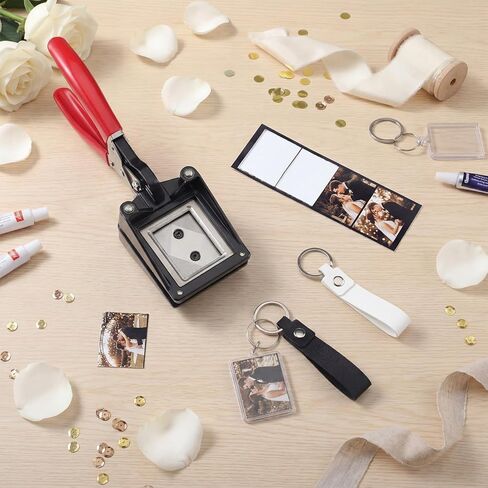 ForraFun 61 Pcs Handheld Keychain Making Kit with 1.38x1.77'' Square Cutter, 30 Acrylic Blank Keyring, 30 PU Leather Keychains, DIY Photo Insert Craft Supplies for Wedding Birthday Favors Party Gifts in Kuwait