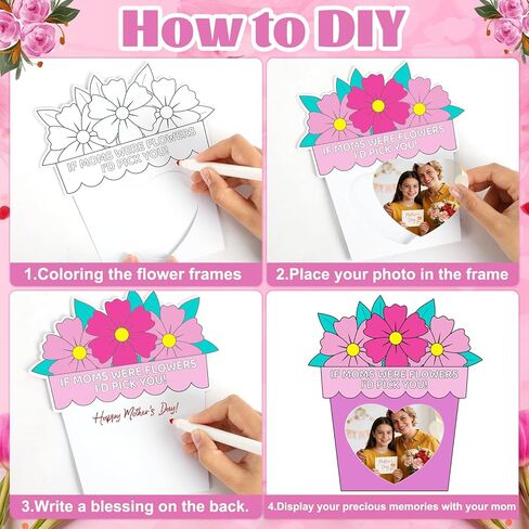 30 قطعة من الحرف اليدوية لعيد الأم للأطفال DIY إطارات الصور تزيين الحرف 6 أنماط زهرة ورقة إطار الصورة عدة هدايا عيد ميلاد عيد الأم من الابنة للنشاط الفني للفصل الدراسي ديكور المنزل والحفلات in Kuwait