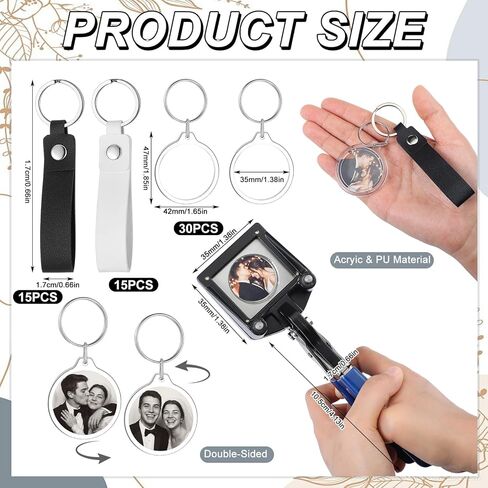 ForraFun 61 Pcs Handheld Keychain Making Kit with 1.38"/35mm Circle Cutter, 30 Acrylic Blank Keyring, 30 PU Leather Keychains, DIY Photo Insert Craft Supplies for Wedding Birthday Favors Party Gifts in Kuwait