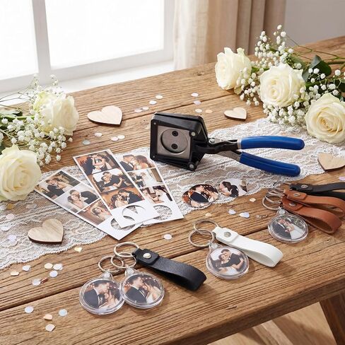 ForraFun 61 Pcs Handheld Keychain Making Kit with 1.38"/35mm Circle Cutter, 30 Acrylic Blank Keyring, 30 PU Leather Keychains, DIY Photo Insert Craft Supplies for Wedding Birthday Favors Party Gifts in Kuwait