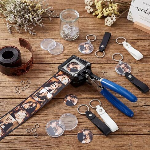 ForraFun 61 Pcs Handheld Keychain Making Kit with 1.38"/35mm Circle Cutter, 30 Acrylic Blank Keyring, 30 PU Leather Keychains, DIY Photo Insert Craft Supplies for Wedding Birthday Favors Party Gifts in Kuwait