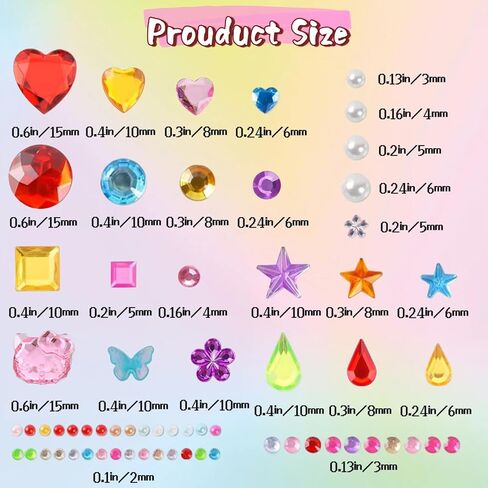 3521 Pieces Self Adhesive Jewels for Crafts, Gems Stickers for Kids, Flat Back Plastic Fake Jewels for Scrapbook Supplies and face gems in Kuwait