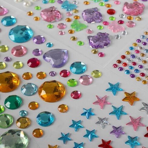 3521 Pieces Self Adhesive Jewels for Crafts, Gems Stickers for Kids, Flat Back Plastic Fake Jewels for Scrapbook Supplies and face gems in Kuwait