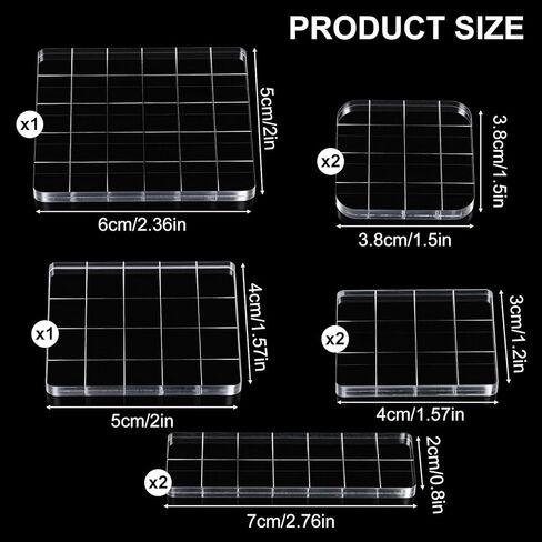 8Pcs Acrylic Stamp Blocks, Clear Stamping Blocks Tools for Kids with Grid and Grip Scrapbooking Craft Making, Decorative DIY Essential Stamping Tool in Kuwait
