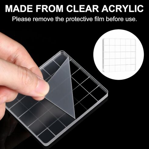 8Pcs Acrylic Stamp Blocks, Clear Stamping Blocks Tools for Kids with Grid and Grip Scrapbooking Craft Making, Decorative DIY Essential Stamping Tool in Kuwait