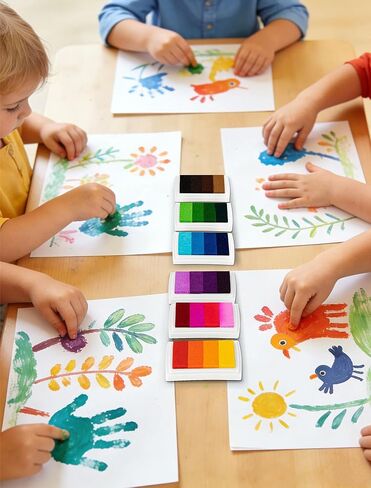 MERDTTES Rainbow Craft Ink Pads, Washable Finger Ink Pads for Stamps for Kids DIY, Paper, Wood Fabric, Scrapbooking, Rubber Stamps in Kuwait
