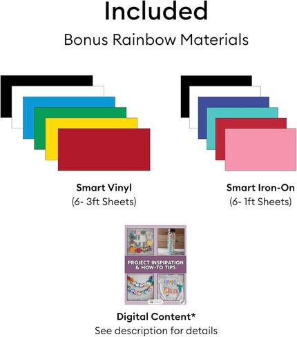 مجموعة Cricut Joy 2 Rainbow الأساسية - آلة قطع ذكية مدمجة مع الفينيل الذكي، والكي الذكي، والبطاقات، وإدراج البطاقات والفينيل القابل للطباعة - إنشاء ما يصل إلى 75 مشروعًا in Kuwait