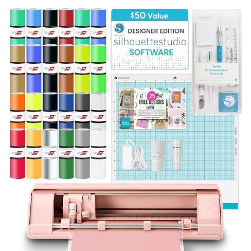 Silhouette America Cameo 5 Alpha (α) - Smart Cutting Machine for Print & Cut - Quiet Operation with AutoBlade, Studio Software, Cutting Mat- Vinyl, Paper & Fabric Compatible - Matte Pink in Kuwait